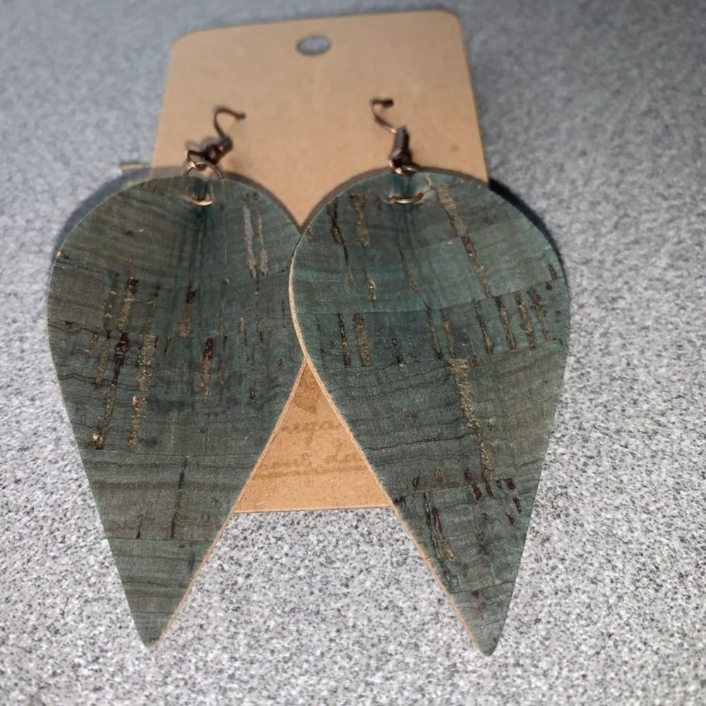 3 for $20 - "Foret" cork teardrop earrings